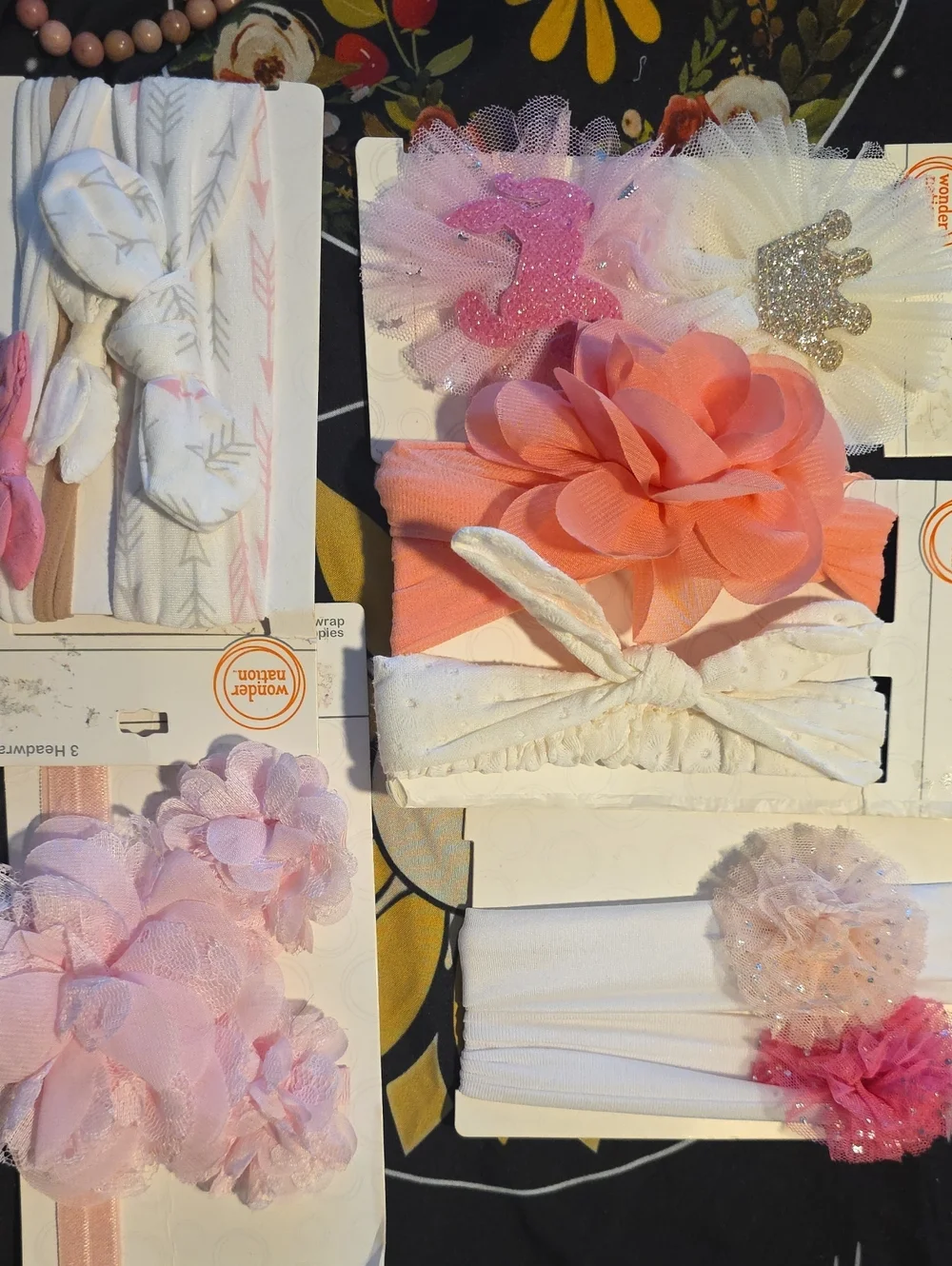 Wonder Nation Baby Headwraps & Bows Bundle - 5 Packs (12 Total Pcs) NWT
